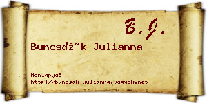 Buncsák Julianna névjegykártya